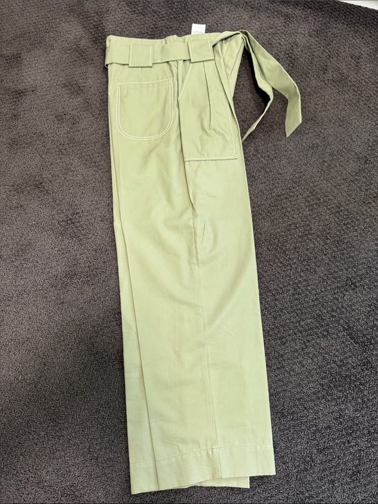 Sandro Pants - Sandro Light Olive Green High-Waist Chinos with Tie Belt size 38 EU